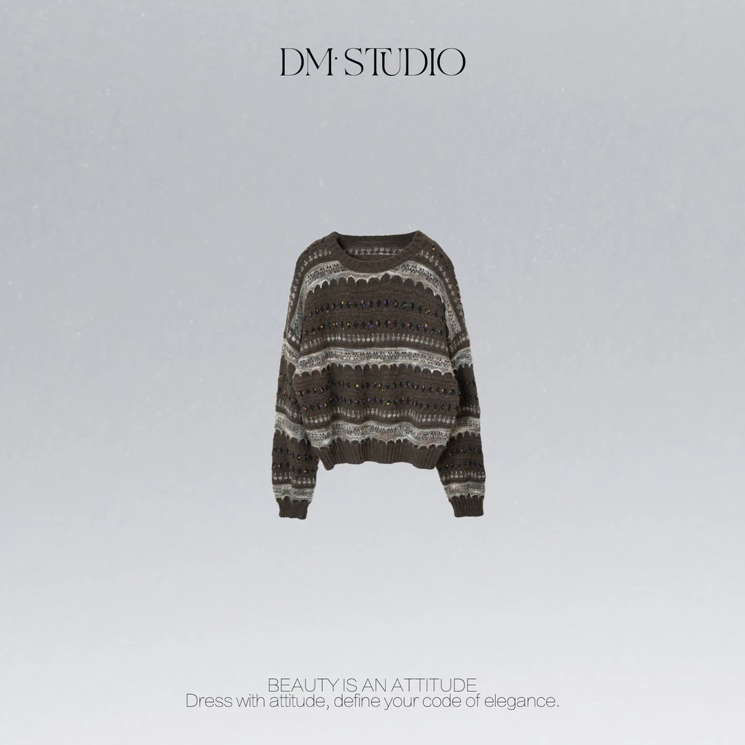 DEDM•STUDIO/韩系设计感时尚费尔岛花纹套头毛衣2510ZZS/52X297