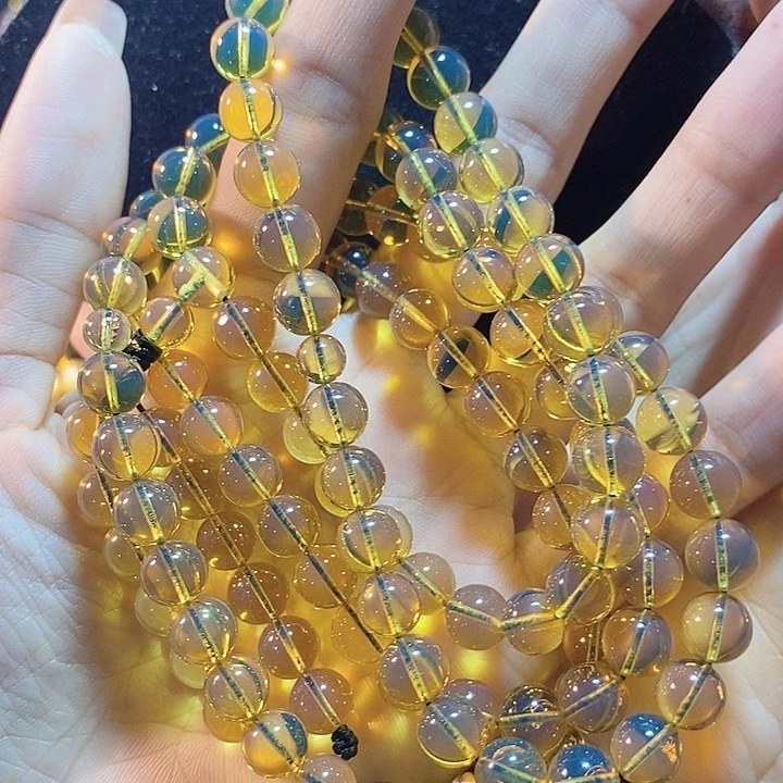 蓝珀未镶嵌珠宝奇石墨西哥蓝珀佛珠7