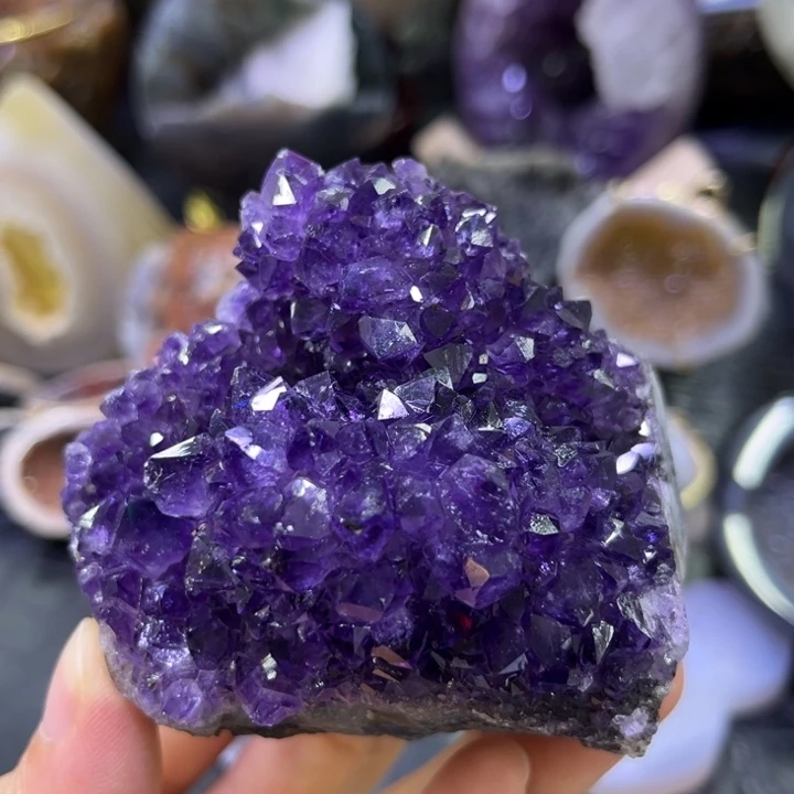 水晶珠宝半成品未镶嵌福利紫晶花球