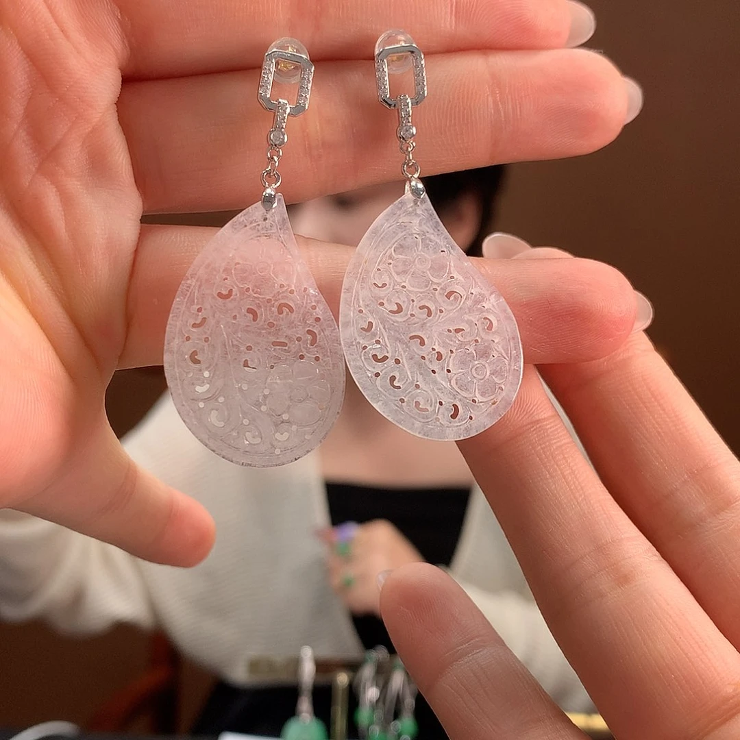 翡翠银S925镶嵌耳饰耳饰