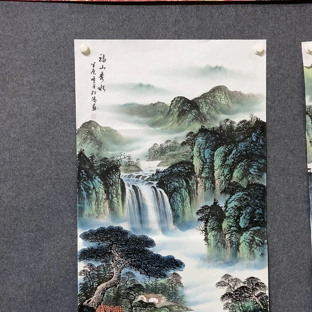 国画齐**景四尺山水一副