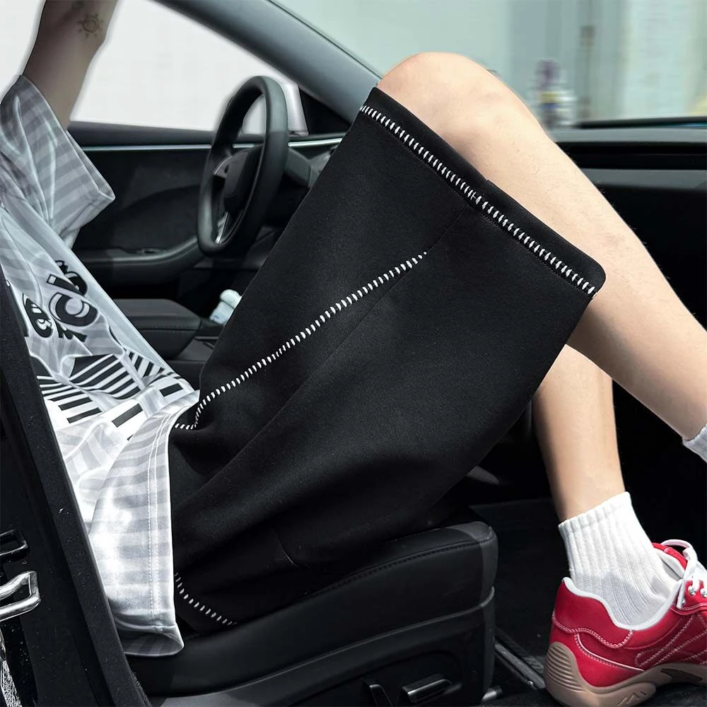 匡虎线条设计高级感男士短裤夏季潮流沙滩裤宽松休闲百搭五分裤子