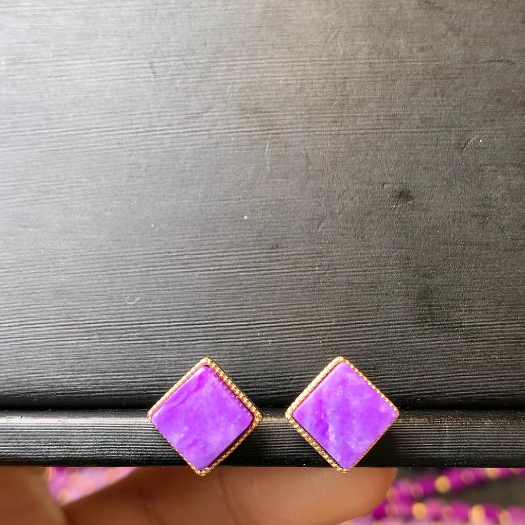 苏纪石（舒俱来）耳钉银S925镶嵌