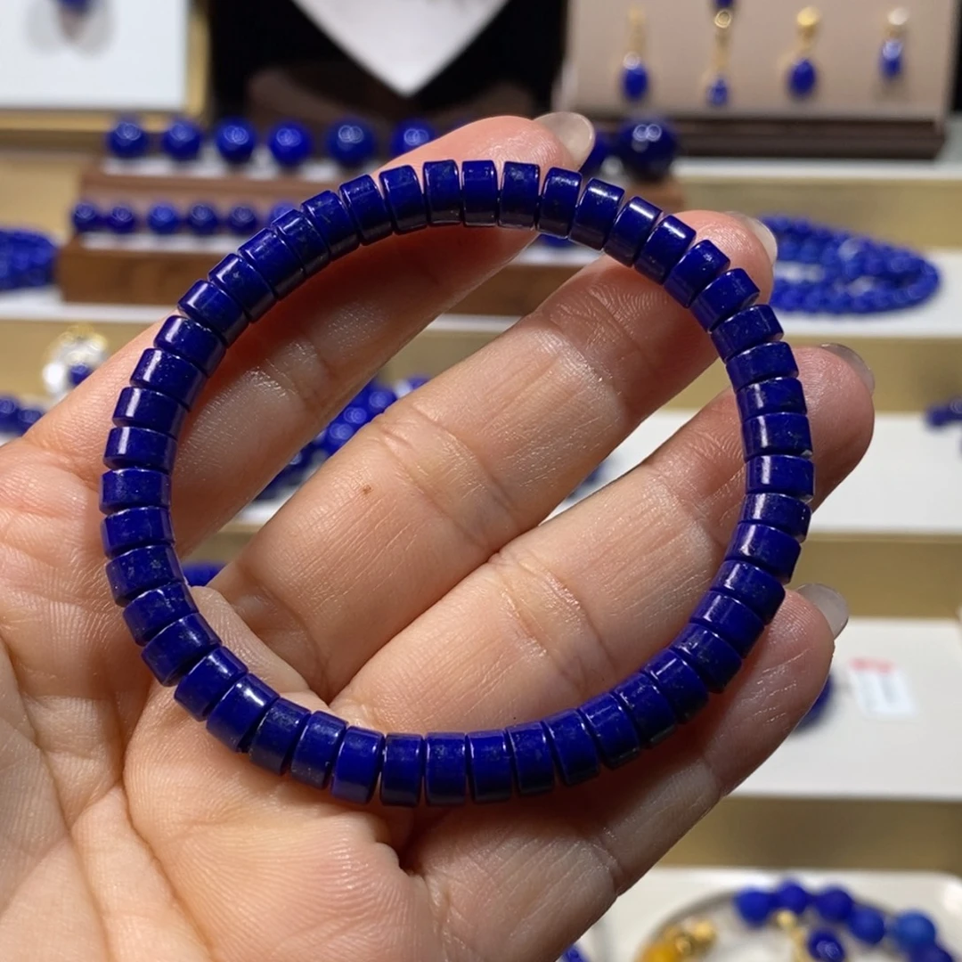 我***吖青金石未镶嵌手串6+m直切药片