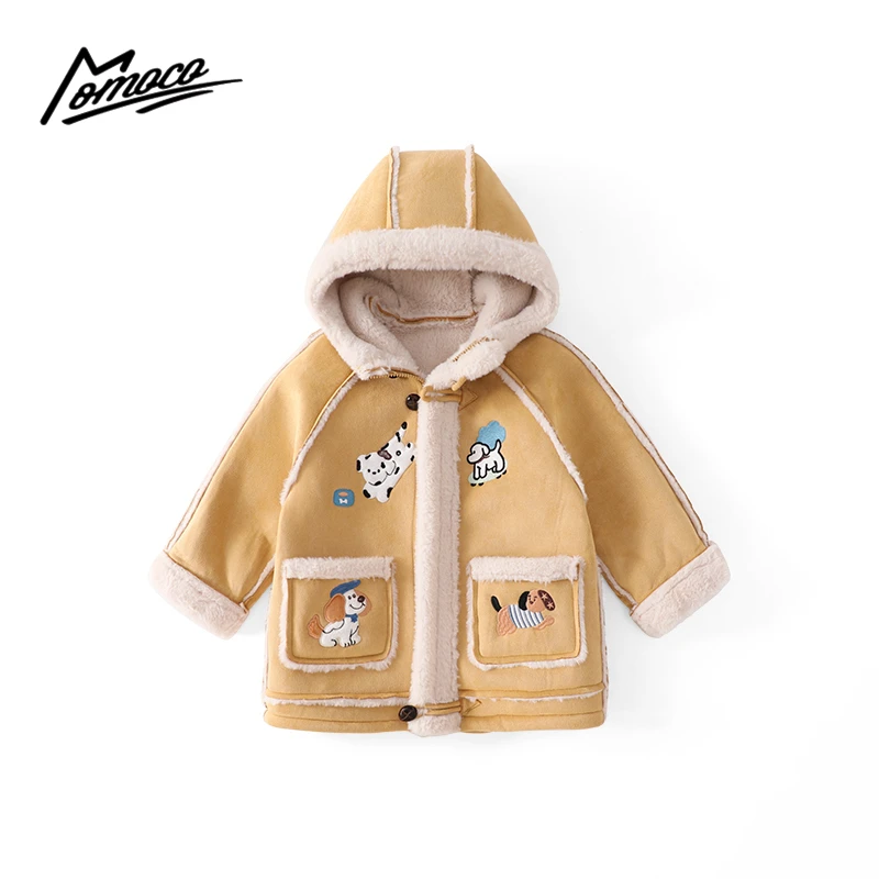 MOMOCO冬季新款男童韩版皮毛一体保暖加绒内里外套75430107223