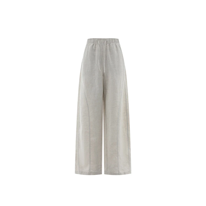 【三言优选】轻奢欧麻慵懒风弧形100%亚麻香蕉裤DJN9255