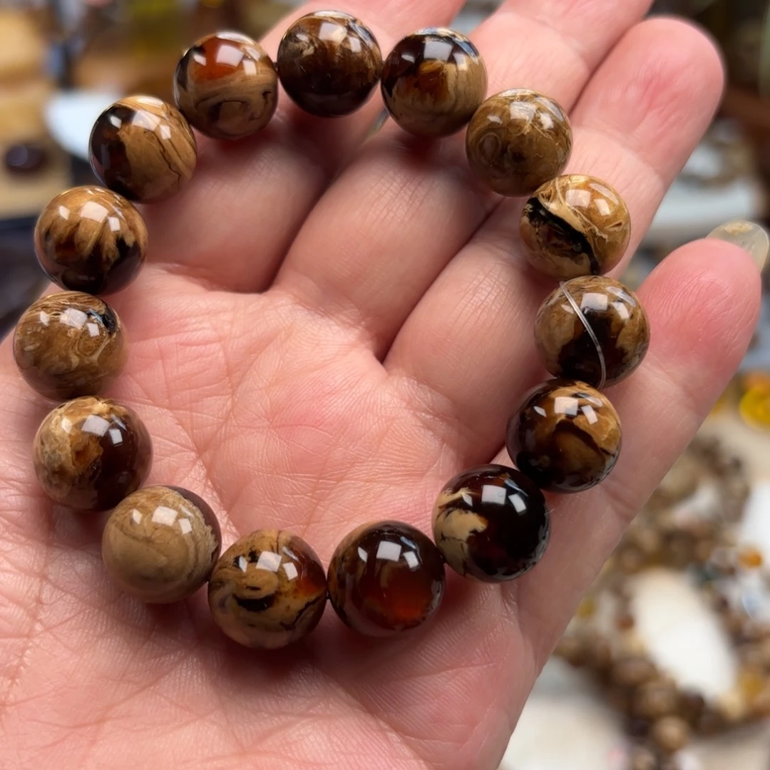 琥珀未镶嵌手链根珀溶洞妖花卡13