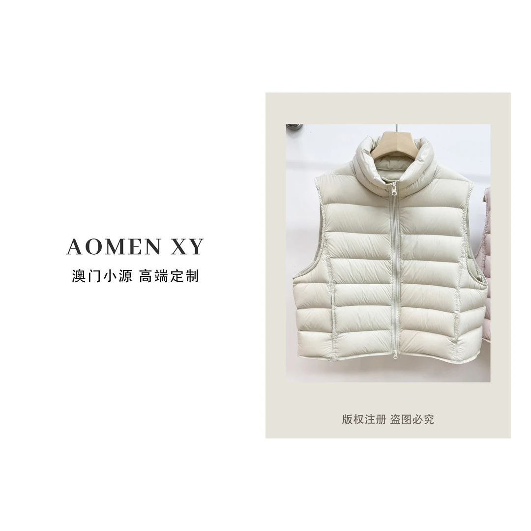 90白鸭绒秋冬新款加厚排骨羽绒马甲女短款保暖背心羽绒服马夹团