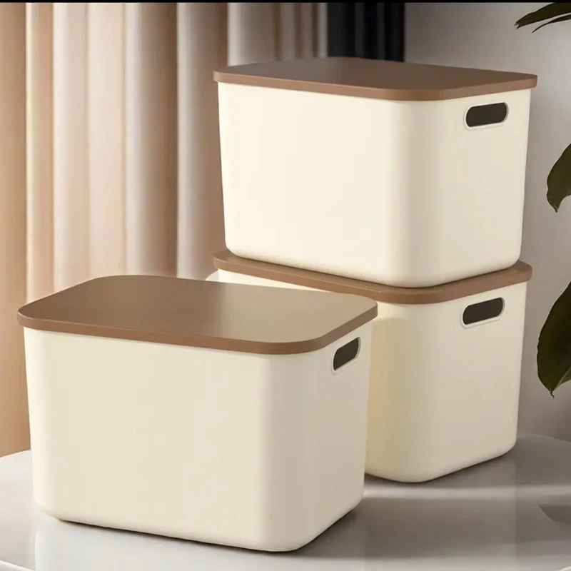 主播优选丨家用收纳盒储物箱三个装尺寸：25×17×14cm   奶油色0314