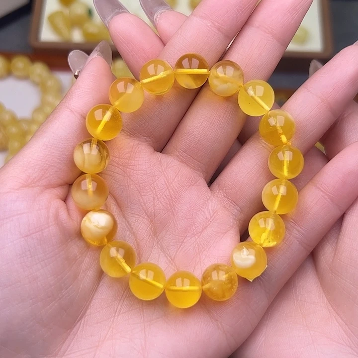 琥珀未镶嵌裸石金白妖花