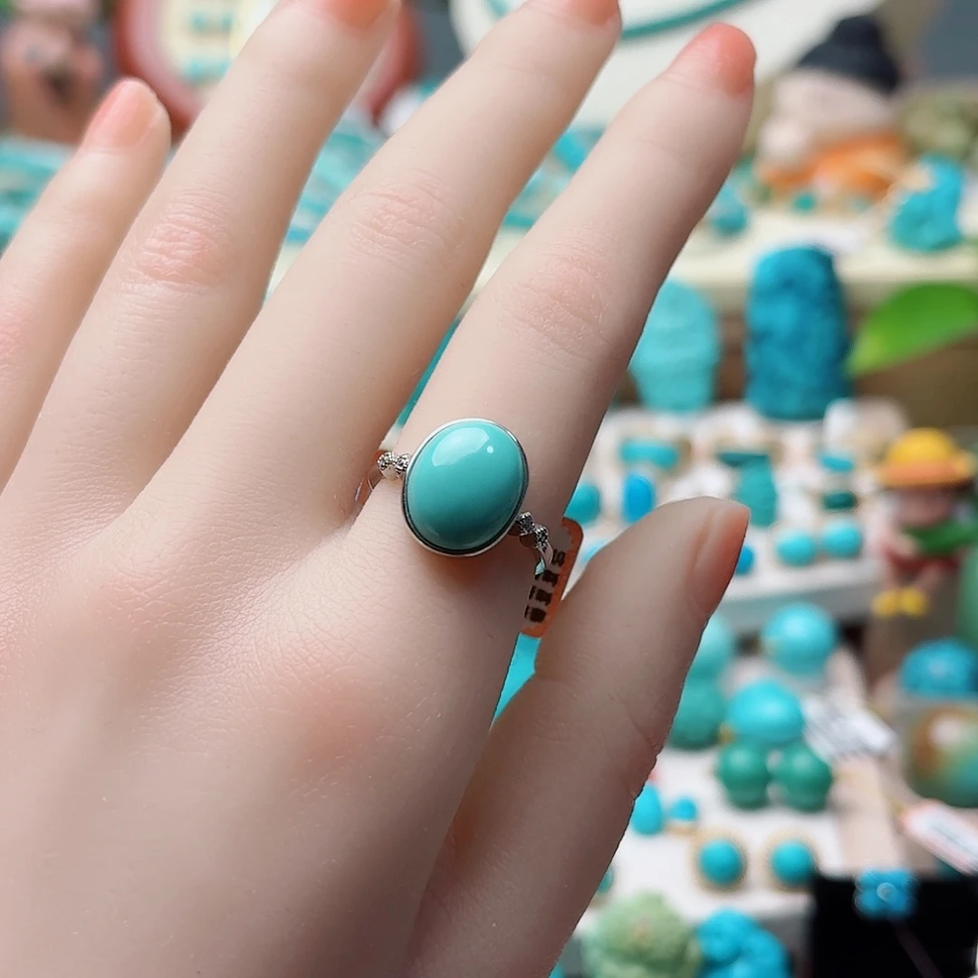 绿松石银S925镶嵌戒指