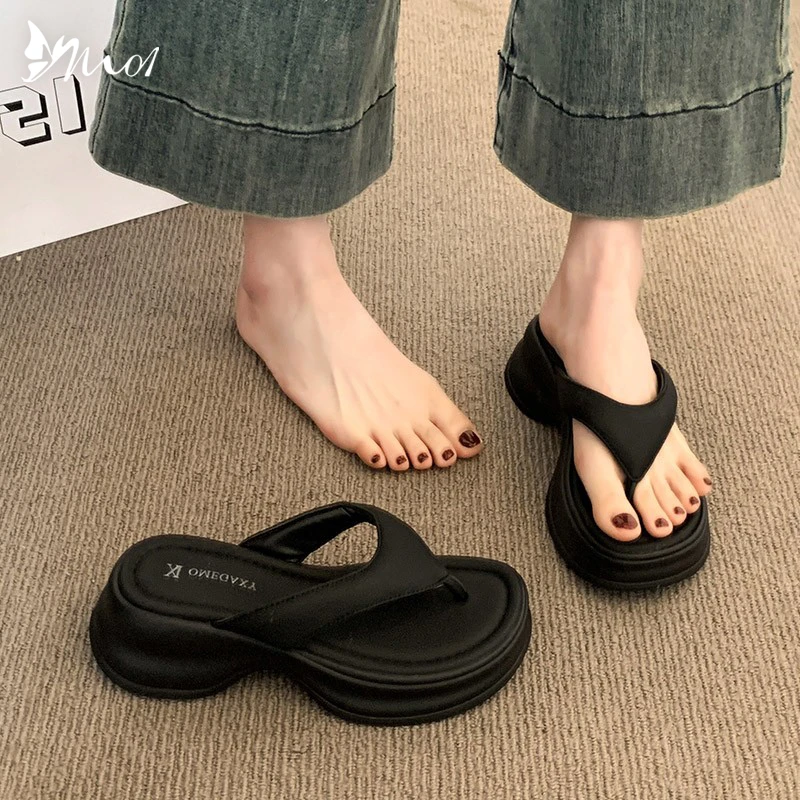 M01厚底人字拖女夏外穿时尚2025新款海边沙滩鞋增高夹脚趾凉拖鞋