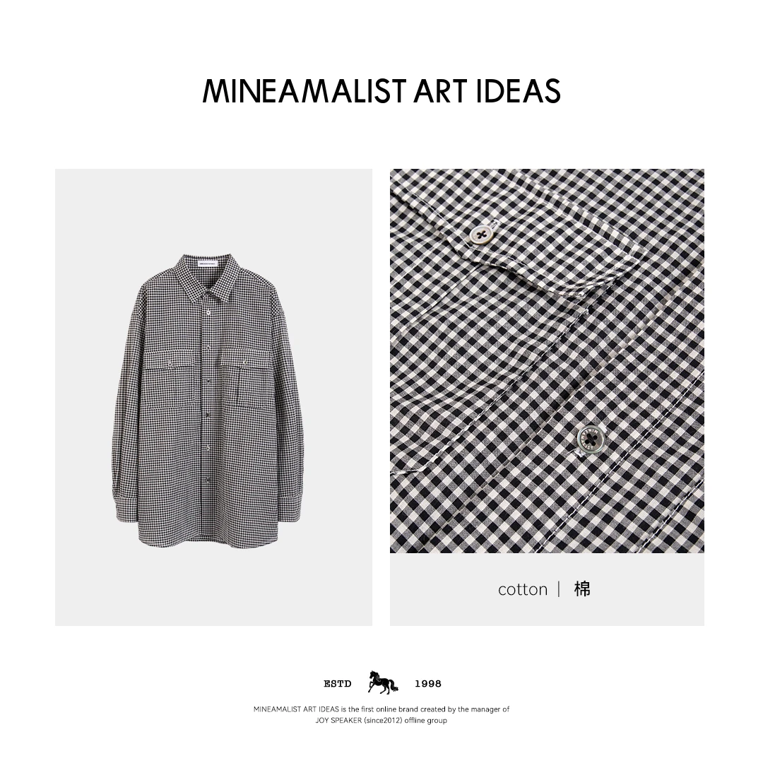 MINEAMALIST ART IDEAS夏季宽松廓形棉质长袖小格子衬衫外套3722M