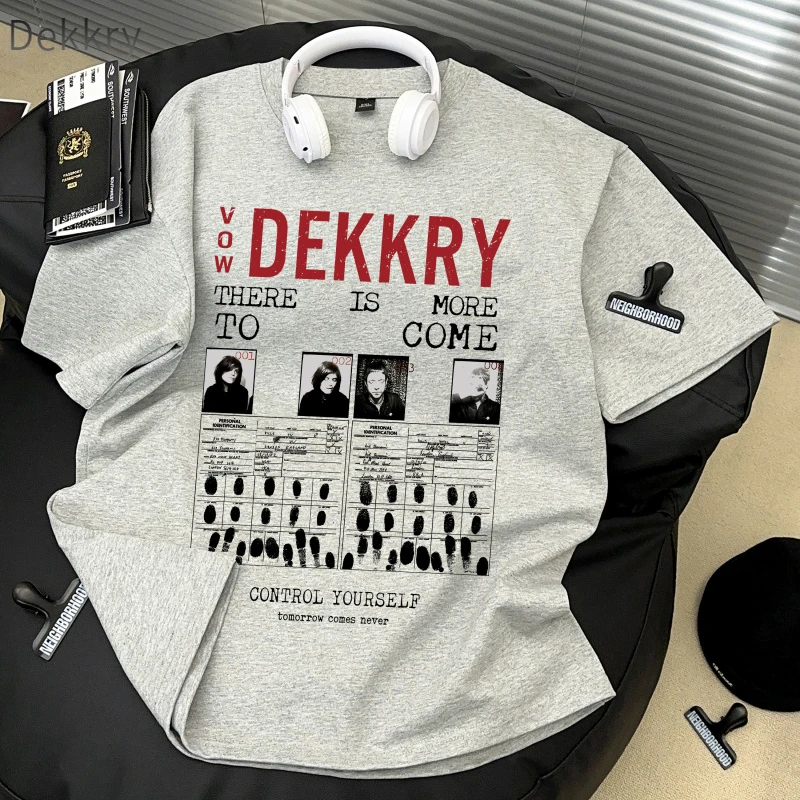 Dekkry夏季欧美风情侣宽松上衣美式复古潮流字母印花短袖t恤男女