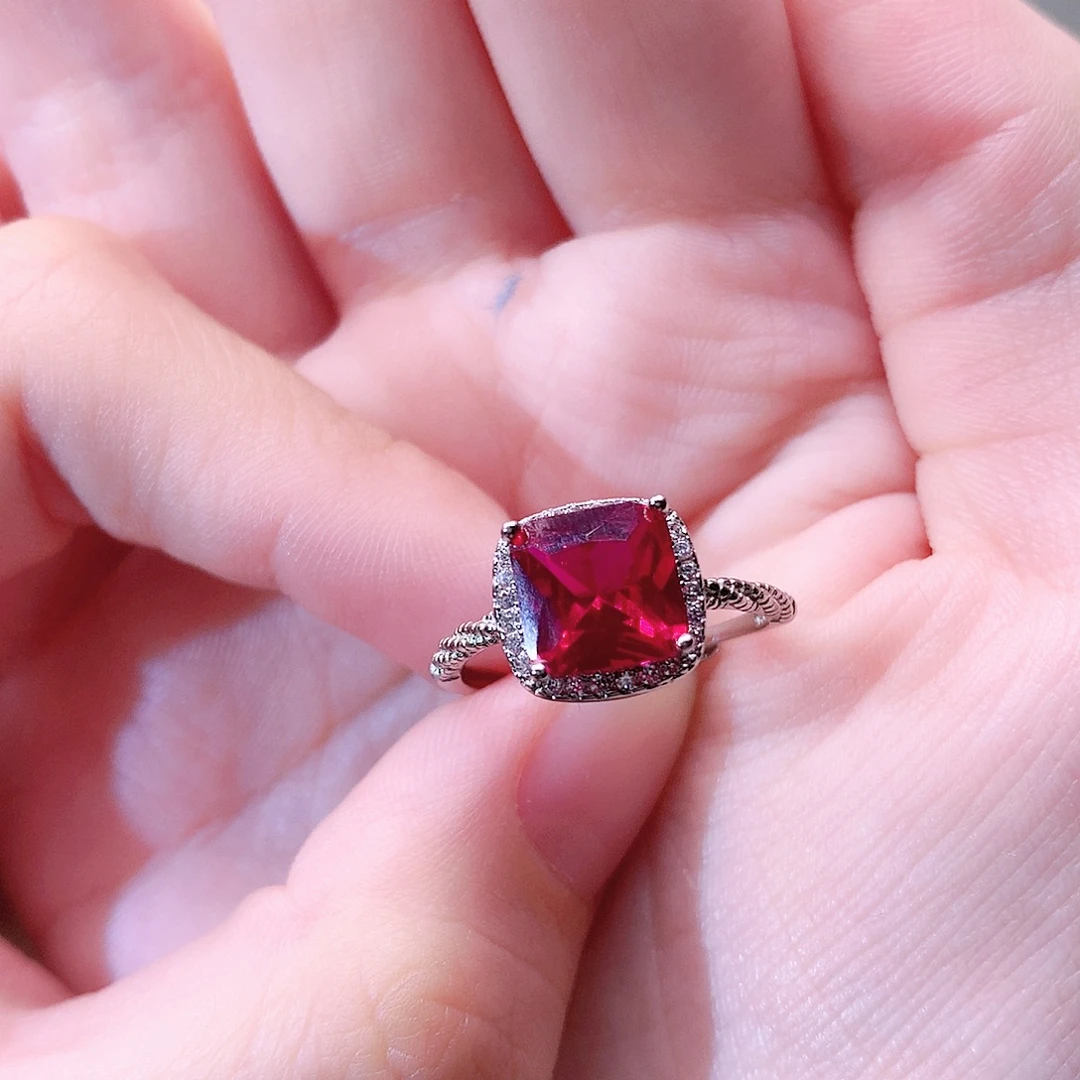 银S925镶嵌戒指红宝石