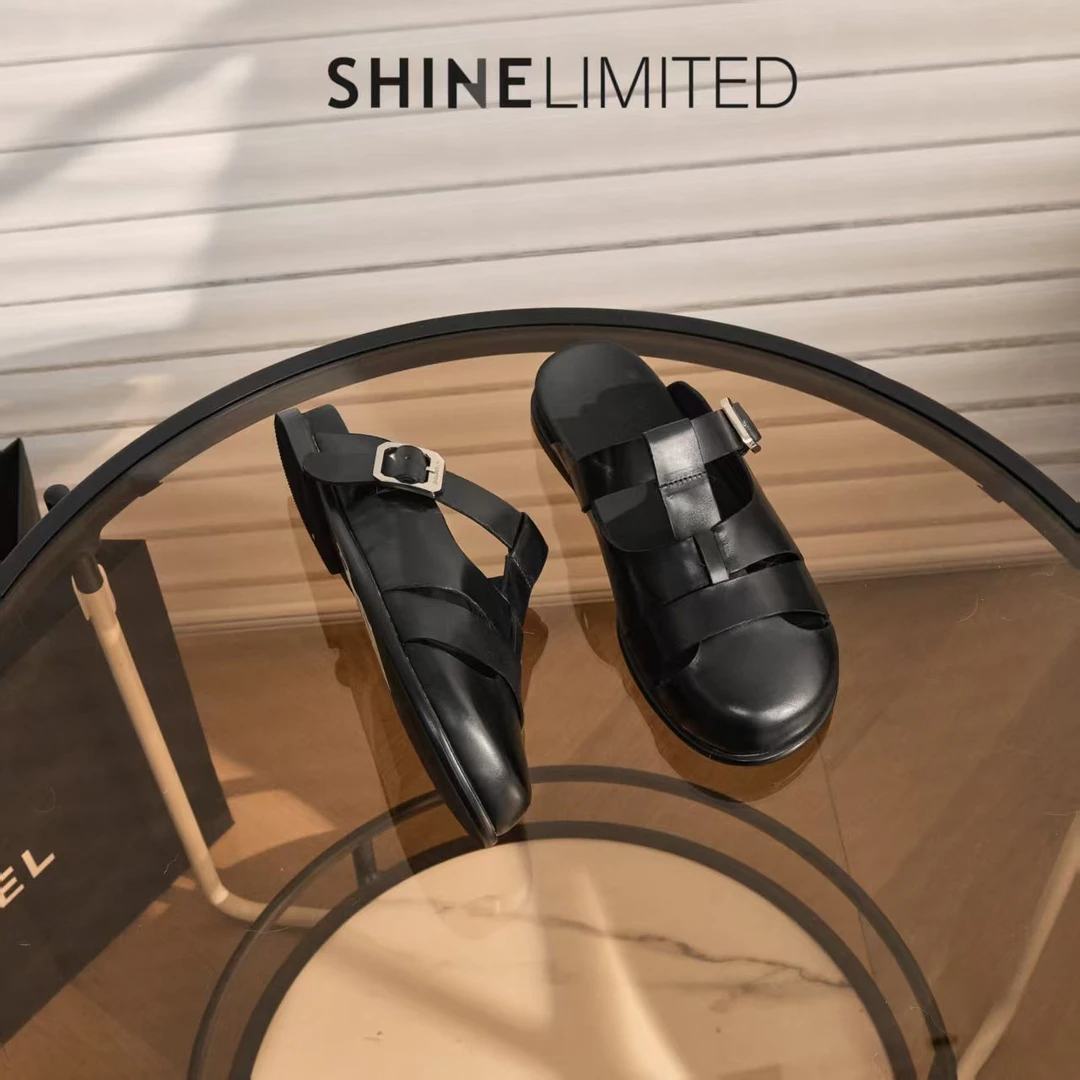 广州手工鞋2CM胎牛皮法式百搭胎牛皮包头半拖一脚蹬春夏单鞋G922