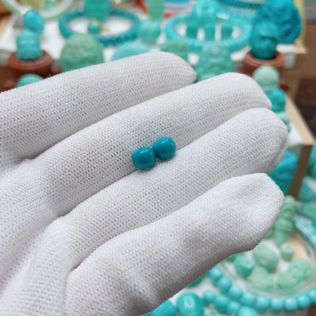 绿松石未镶嵌老型对珠6mm