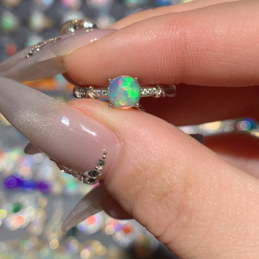 欧泊福利戒指w银S925镶嵌