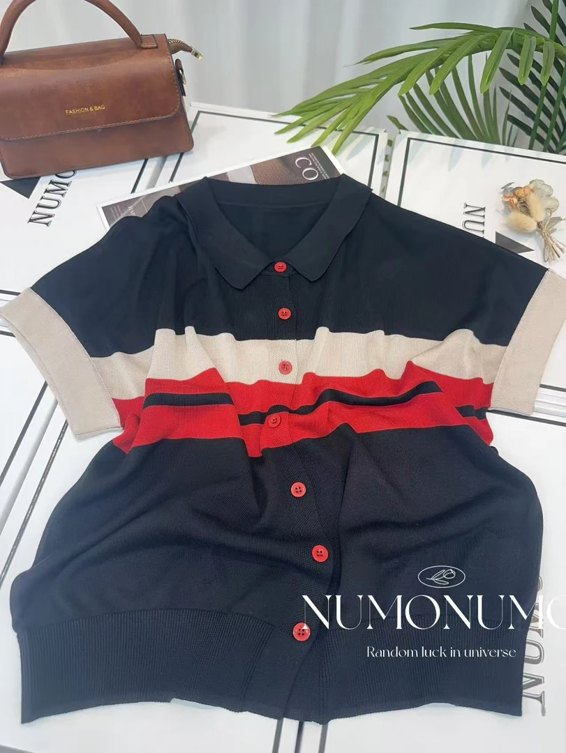 【赤羽~红条】新款简约2025时尚短袖时尚百搭A240