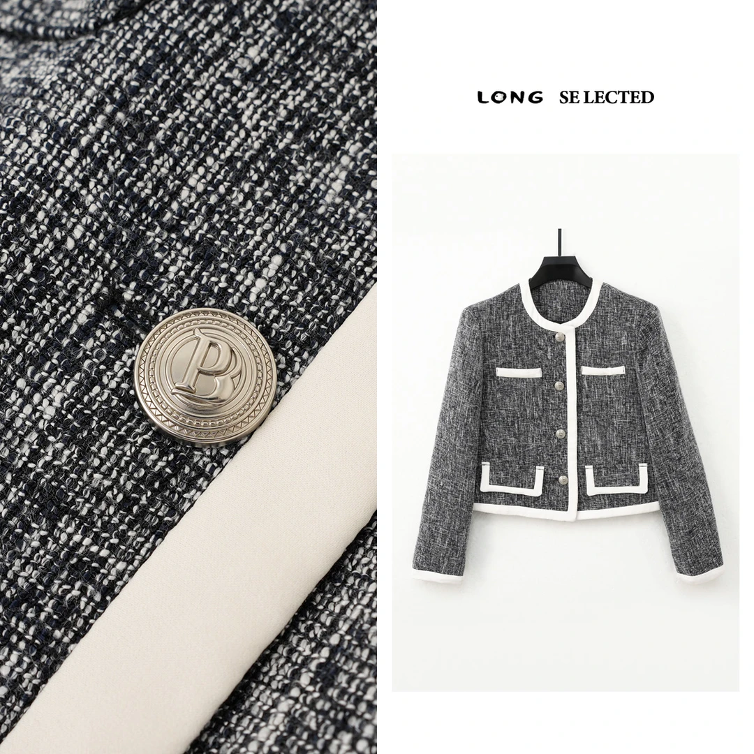 Q4091【特价-占单者限购】撞色包边小香风短外套女精致优雅气质0207