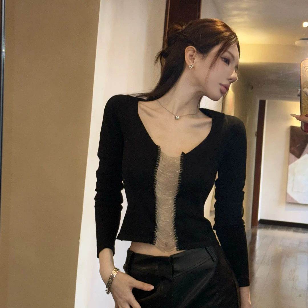 粉红PINK丨“魅力心动”ins风法式绵羊毛链条针织上衣FH25D4T3874