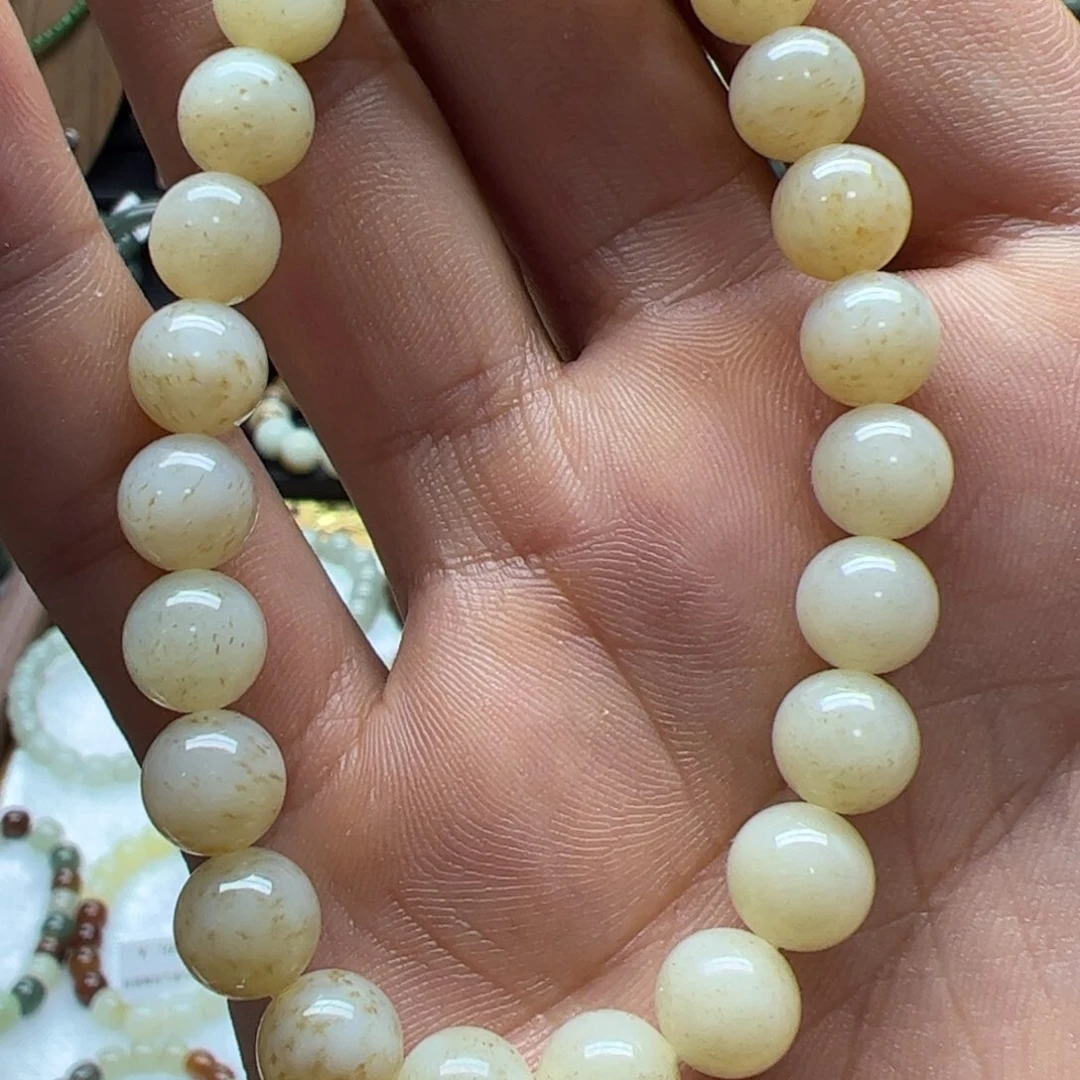 手链未镶嵌和田玉卡8桂花糖圆珠