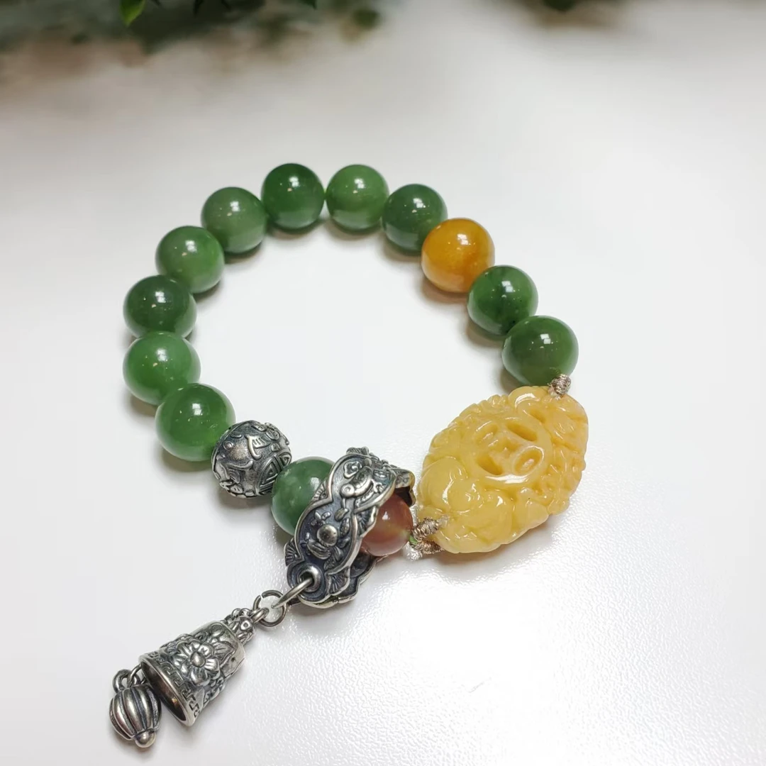 【聚宝盆】X293和田玉圆珠手链