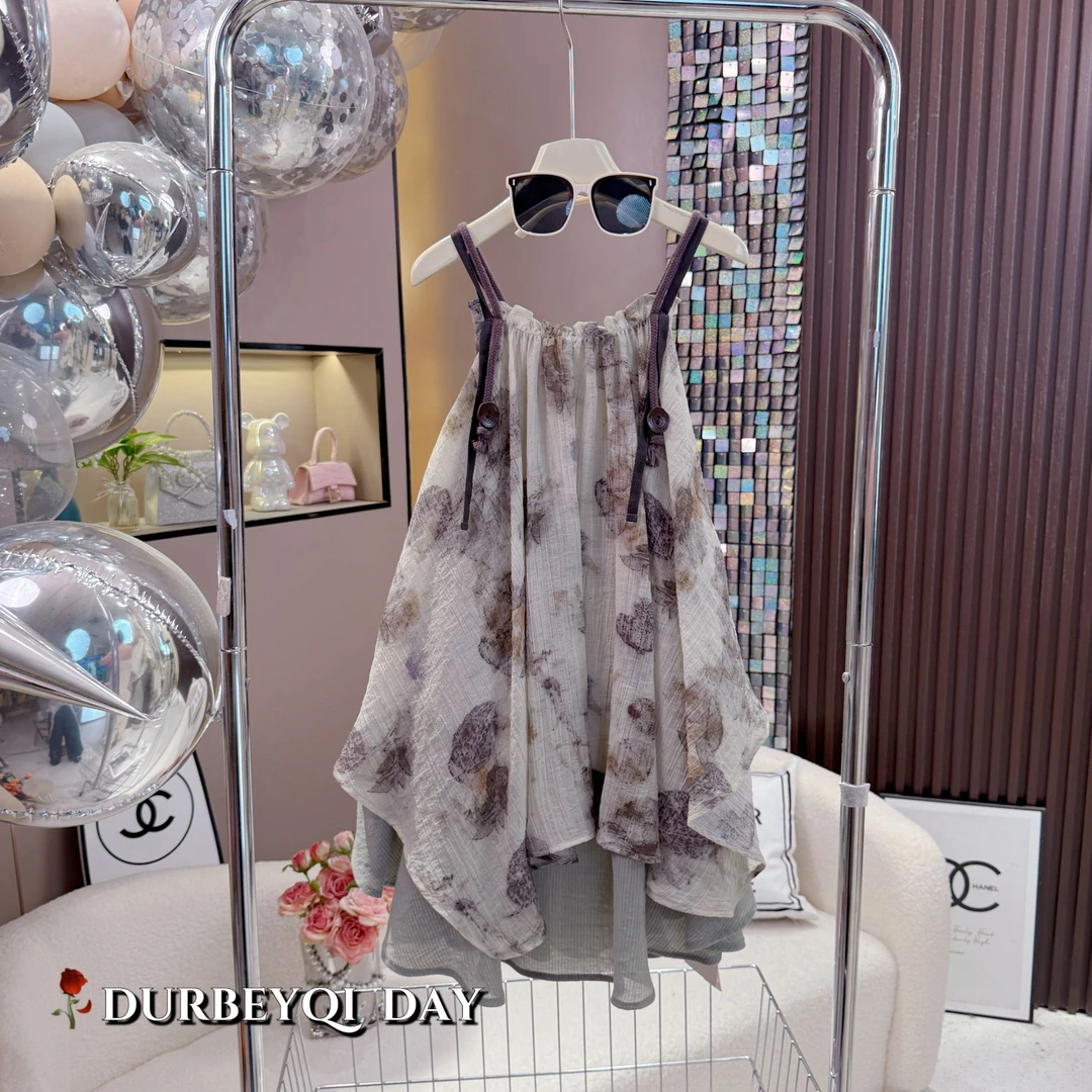 女童2025夏季新款韩版吊带裙儿童碎花甜美连衣裙5426