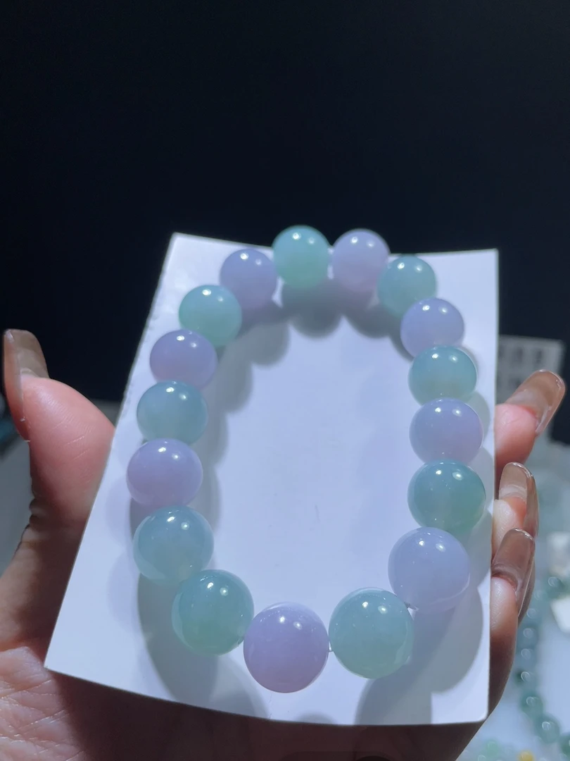 天然缅甸翡翠a货大卡马卡龙手串