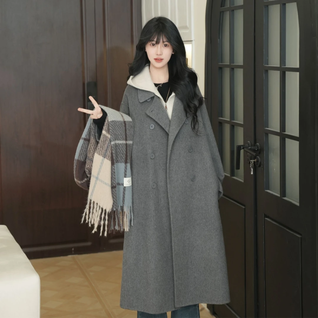 伊迪卡气质羊毛大衣网红百搭时尚中长款大衣女秋冬高级感小个子