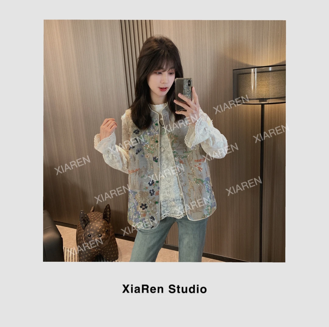 XIAREN【重工国风绣花马甲】新款女款马甲新中式国风显气质马甲