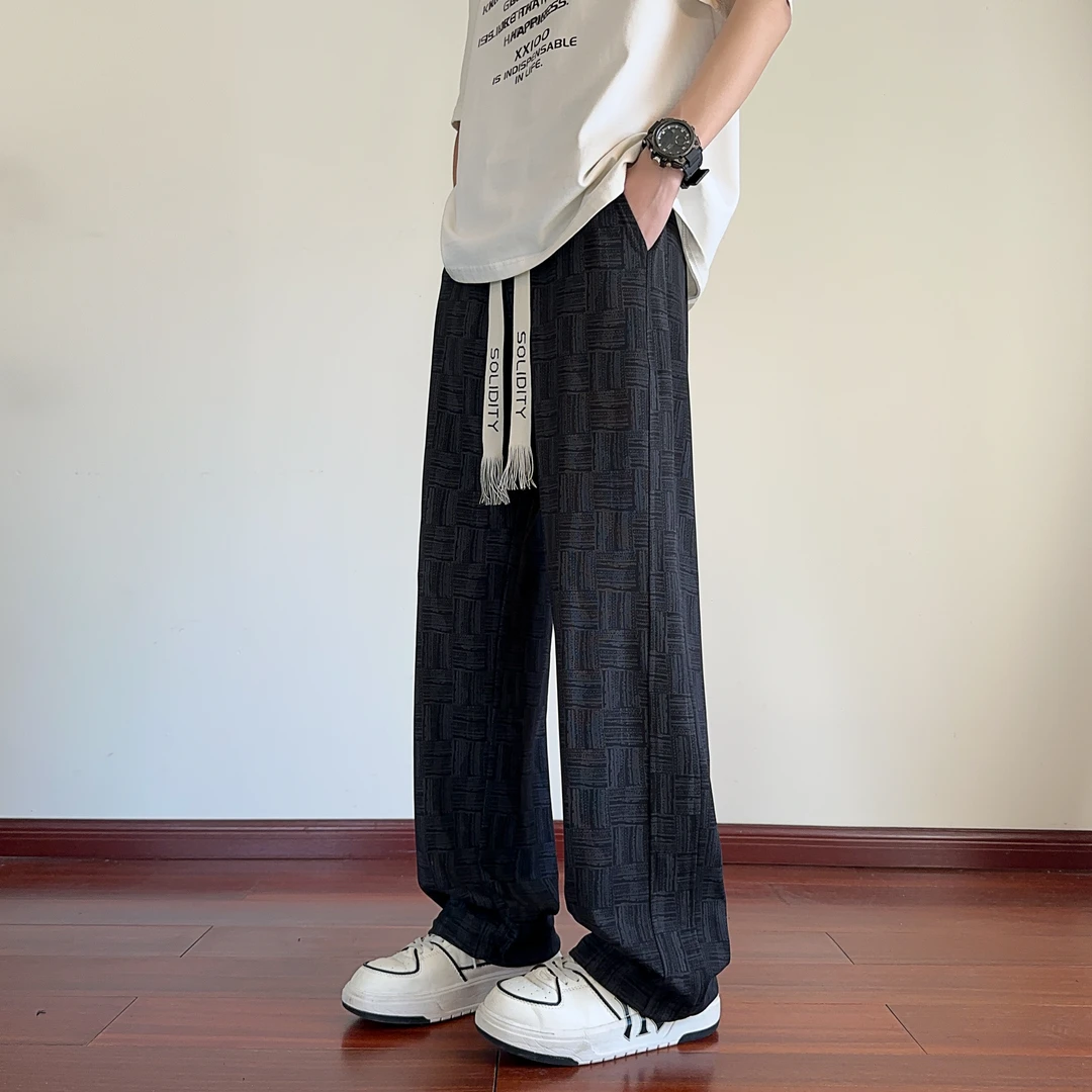 潮流冰丝休闲裤裤子扎染垂感高街长裤美式复古慵懒风休闲裤潮流