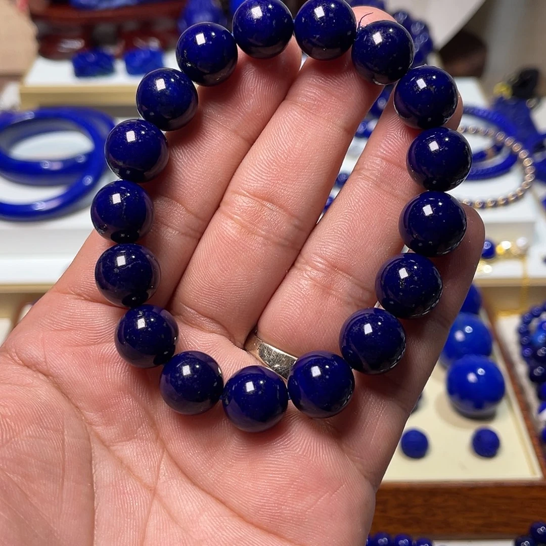 阳***人青金石未镶嵌精品黑加仑12mm手串