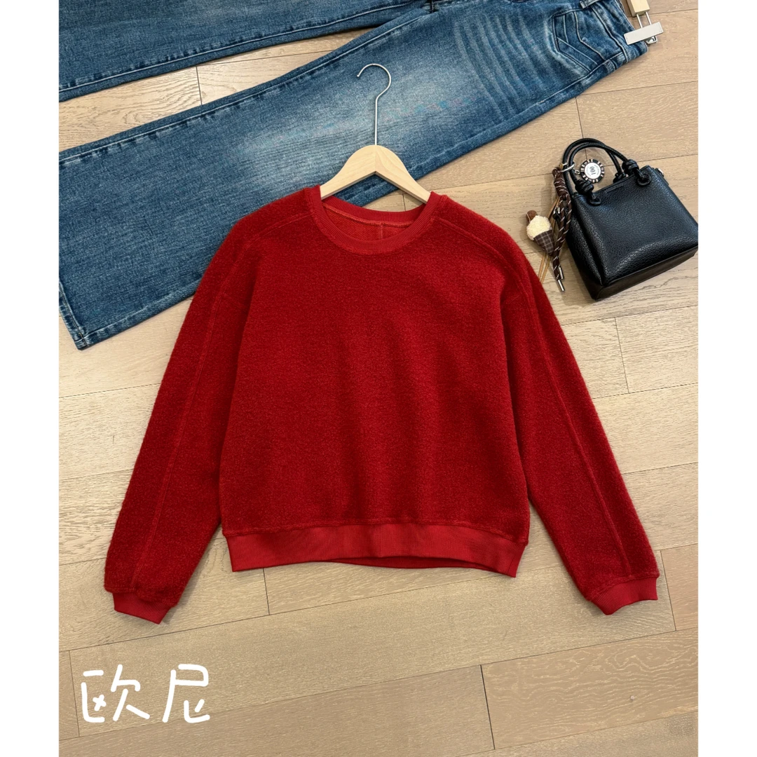 欧尼私服 2025新款休闲风毛衣针织衫红色毛衣2501C79