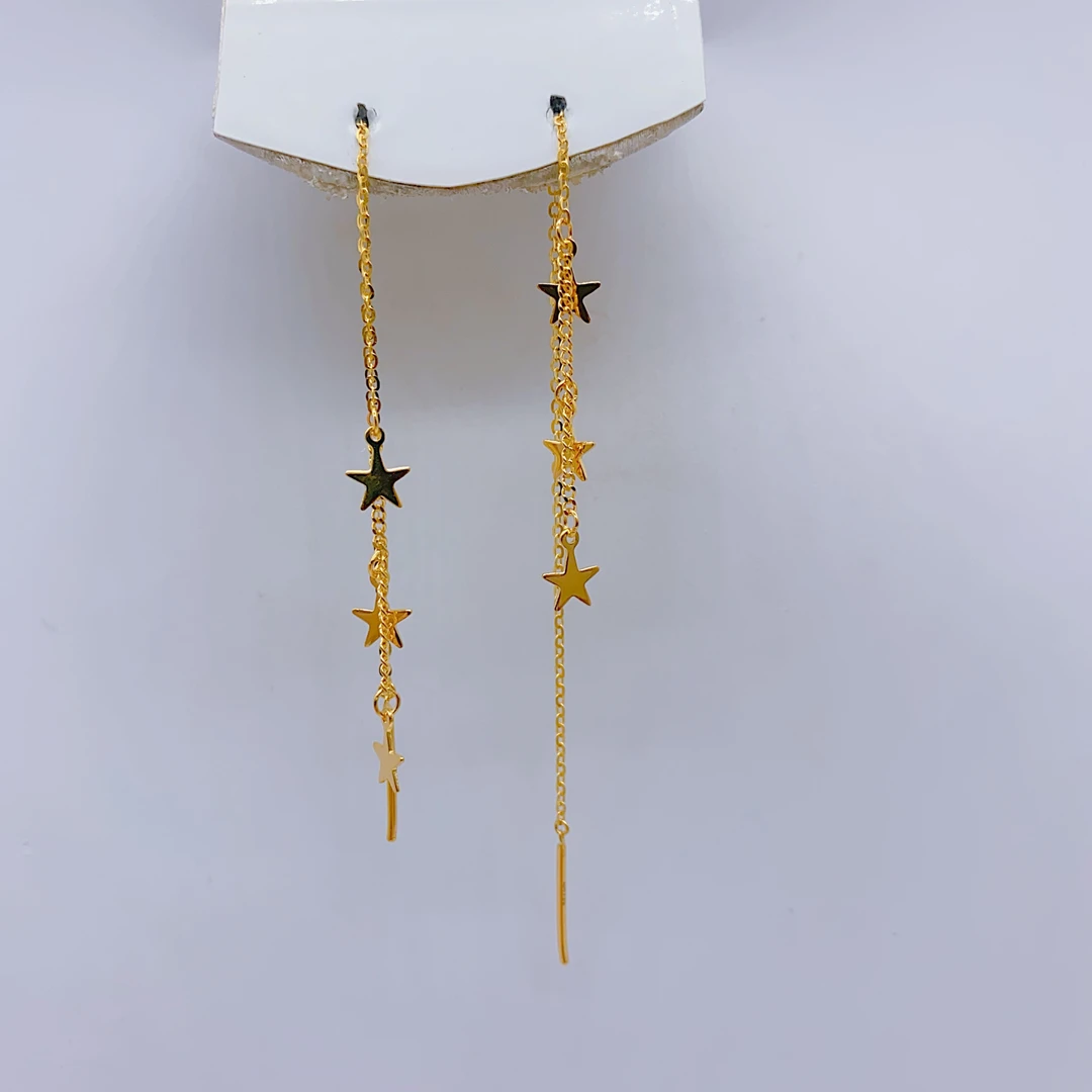 足金 5G工艺 亮面繁星耳线耳饰 1.41克