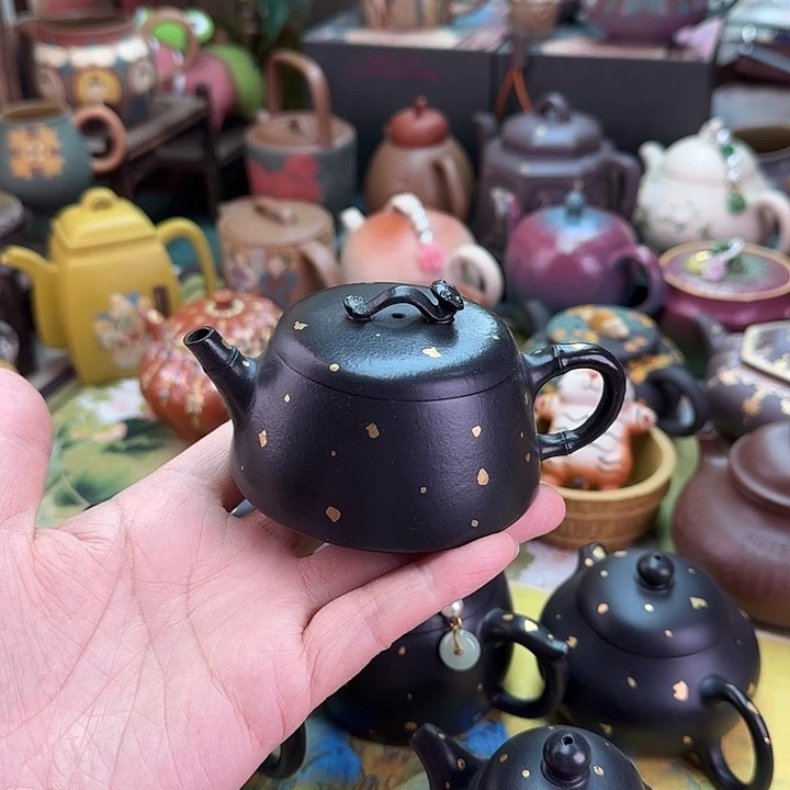 茶壶紫砂洒金如意石瓢