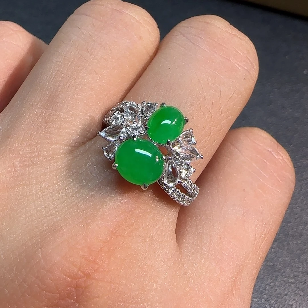 翡翠18K金镶嵌戒指设计款