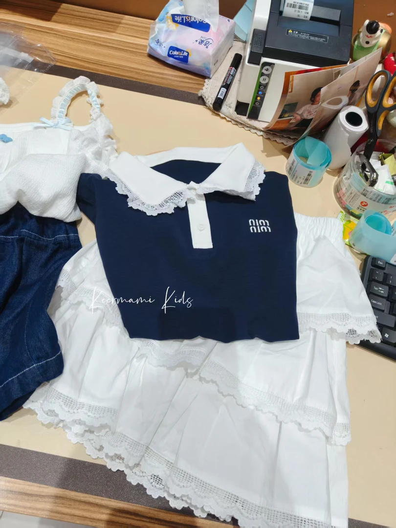 夏季娃娃领字女童学院风两件套装时尚套装