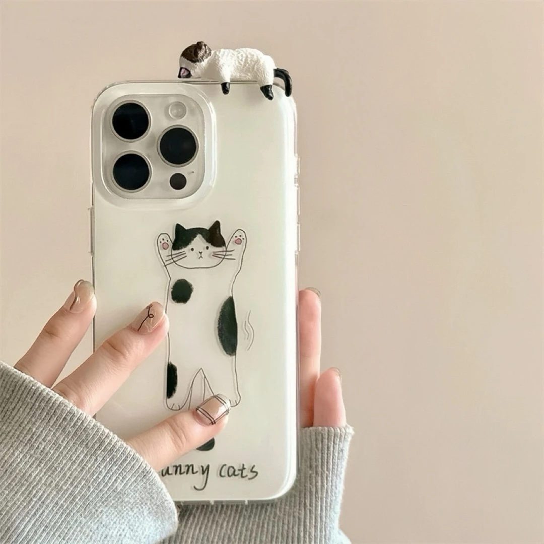 立体猫咪适用苹果iphone小米15/14/13pro防摔vivo华为oppo手机壳