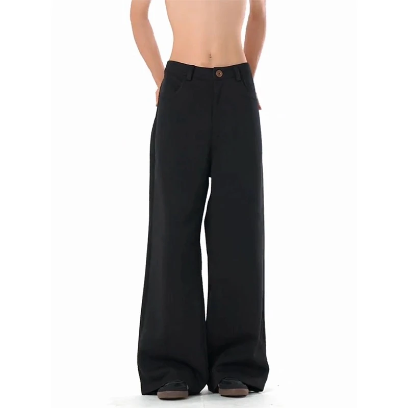 黑色弯微喇运动卫裤男款秋季美式潮牌垂感直筒西裤情侣阔腿裤子