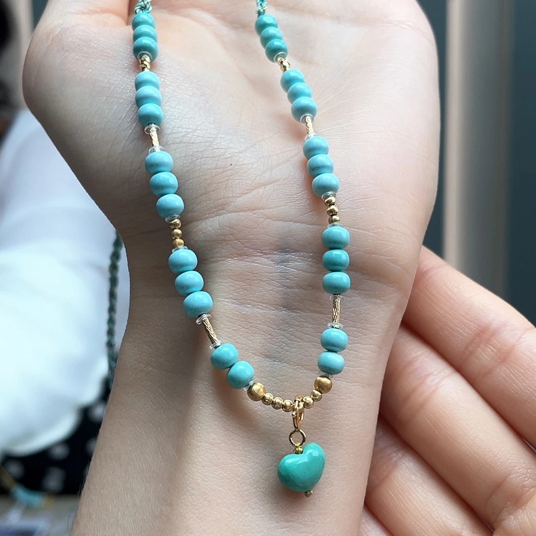 绿松石18K金镶嵌颈饰