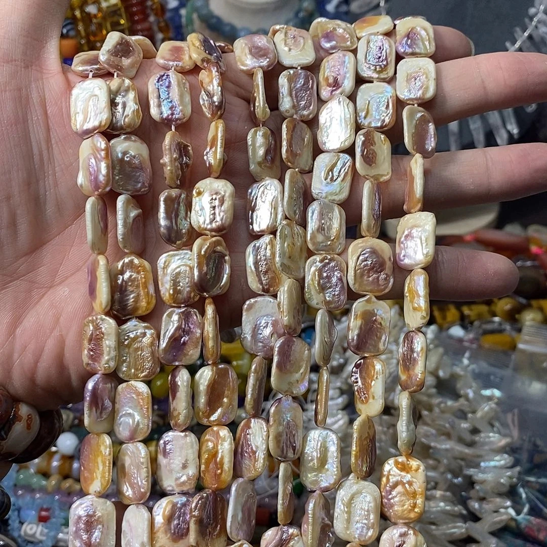 石英质玉未镶嵌，天然淡水珍，珠巴洛克12×16mm，