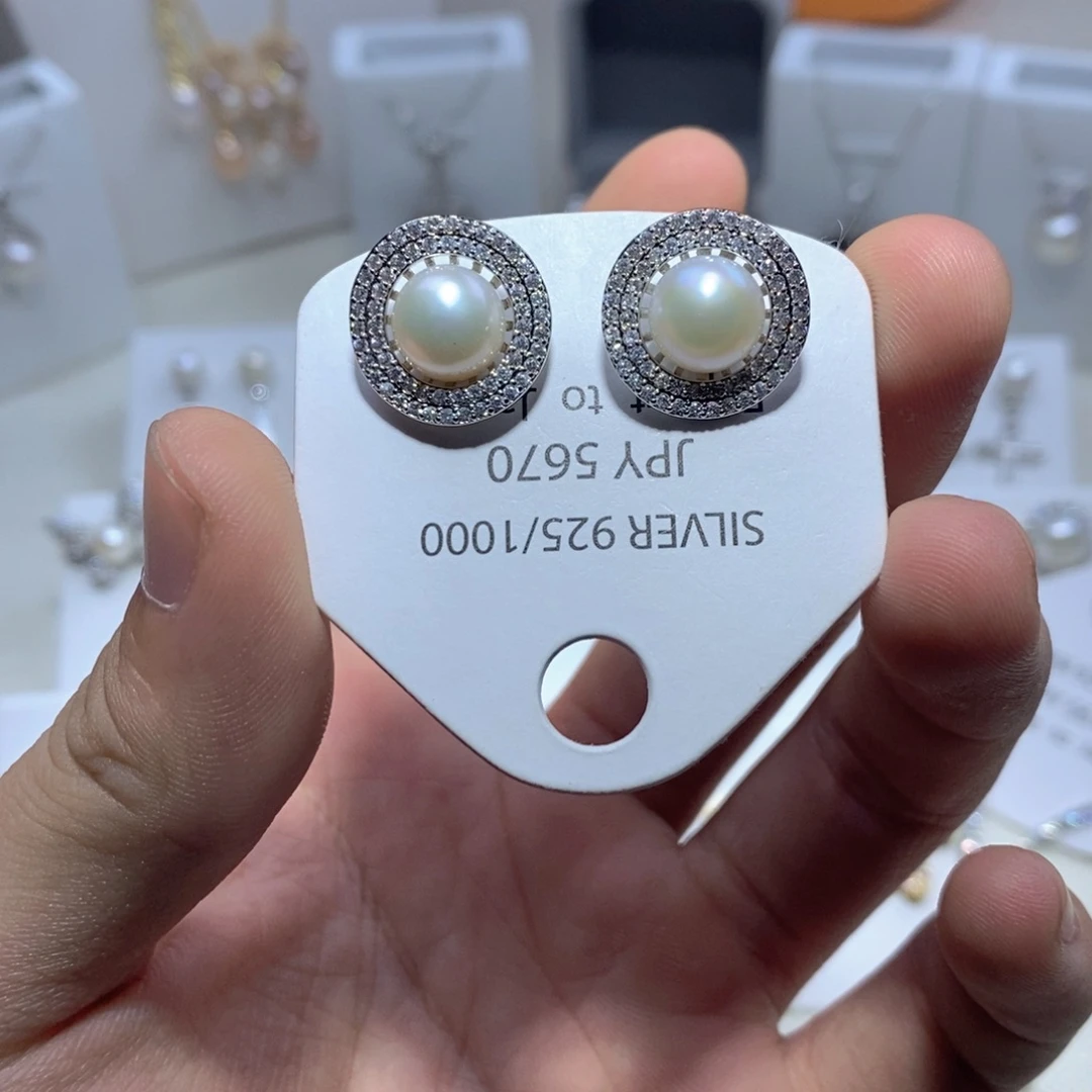 淡水珍珠耳饰银S925镶嵌