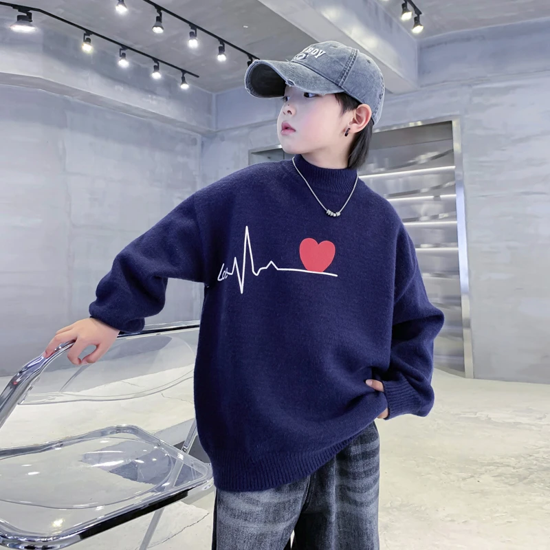 【现货现发】2024新款潮流加厚卫衣毛衣半高领针织衫儿童K244MY4814