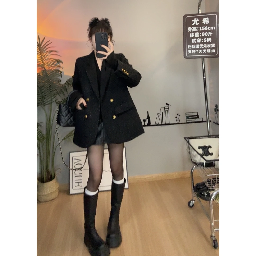 【尤希】90白鸭绒西装羽绒服加厚亮丝含毛2024新款冬季外套