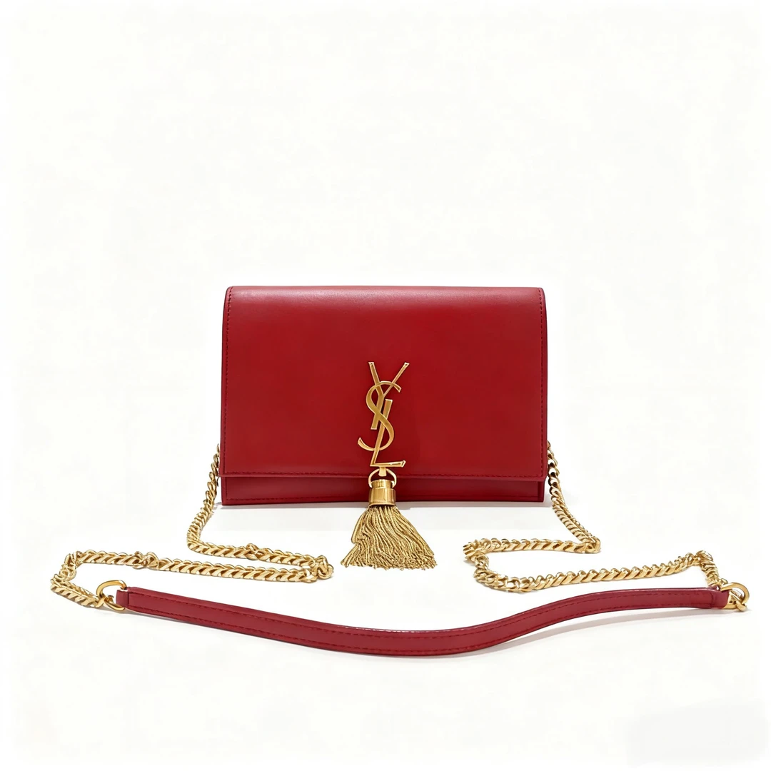 95新 YSL/圣罗兰 YSL/圣罗兰红色流苏kate链条包