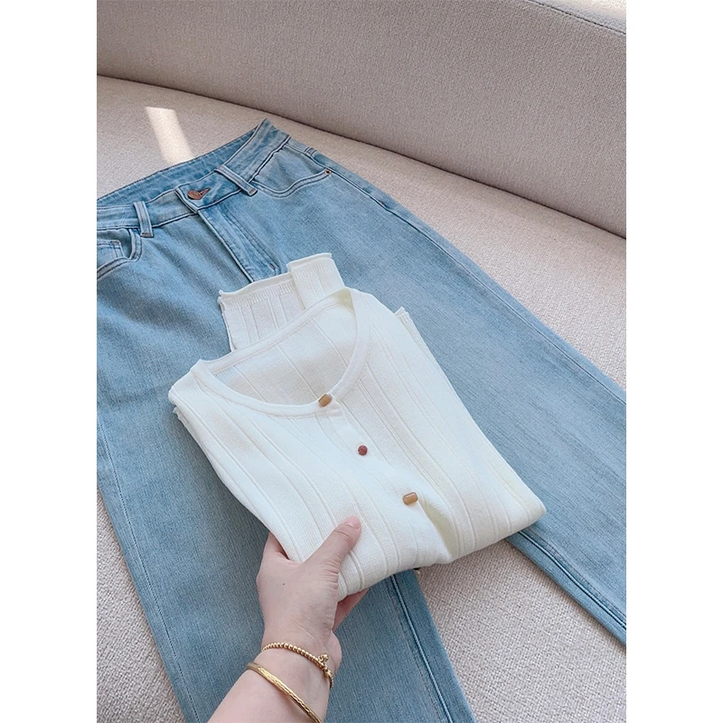 【丹姐家~琉璃扣开衫】 袖口开叉简约时尚羊毛针织开衫