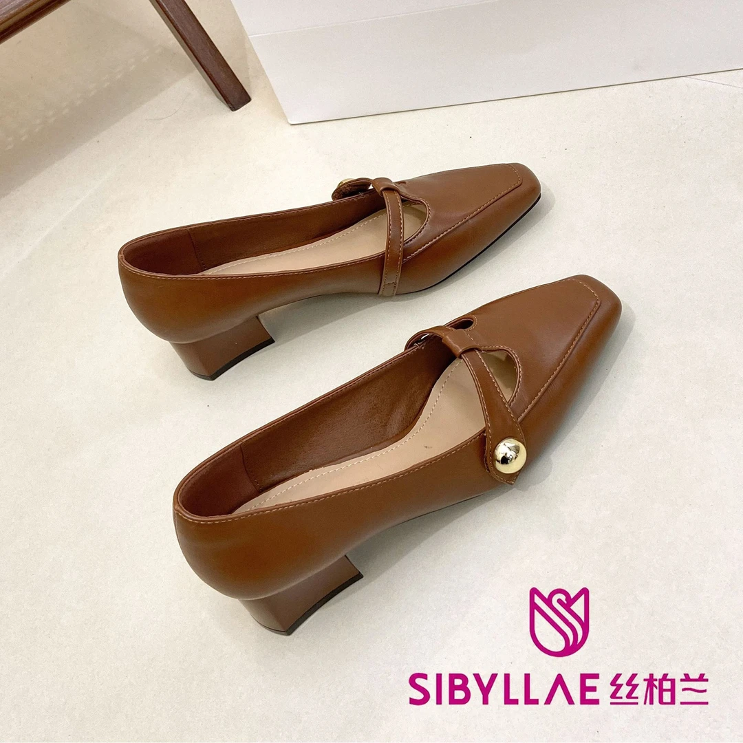 丝柏兰法式一字带气质单鞋414205303