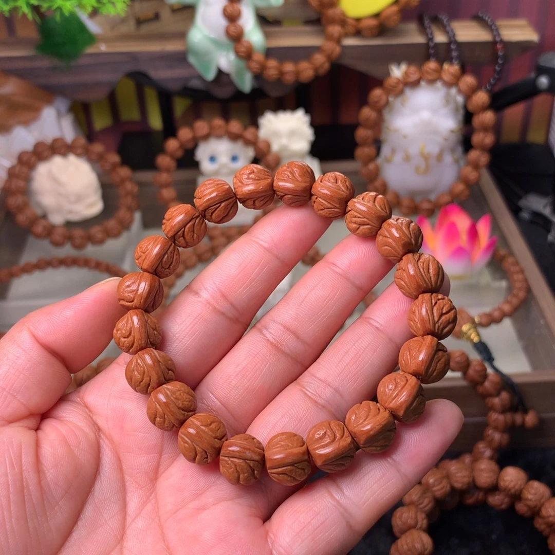 桃核吊坠玉龙脊手串12