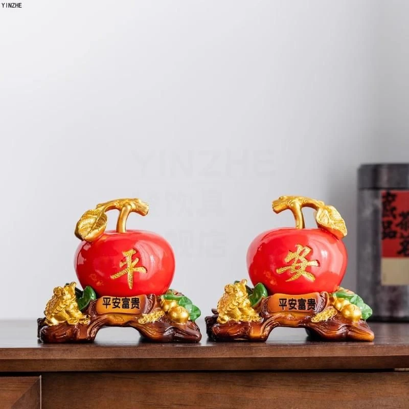 元族平安富贵苹果摆件中式客厅玄关酒柜电视柜装饰品乔迁入宅新居